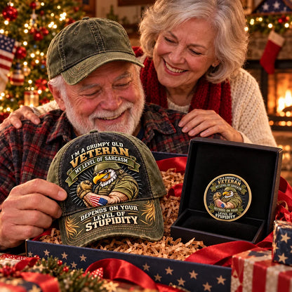 🔥Hot Sale🔥 - 🦅 "I'm A Grumpy Old Veteran My Level Of Sarcasm Depends On Your Level Of Stupidity" Eagle Hat ⭐