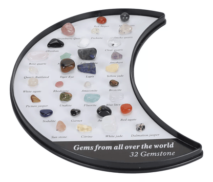 Stone Of Power - Mineral Specimens Healing Crystal Moon Shape Box