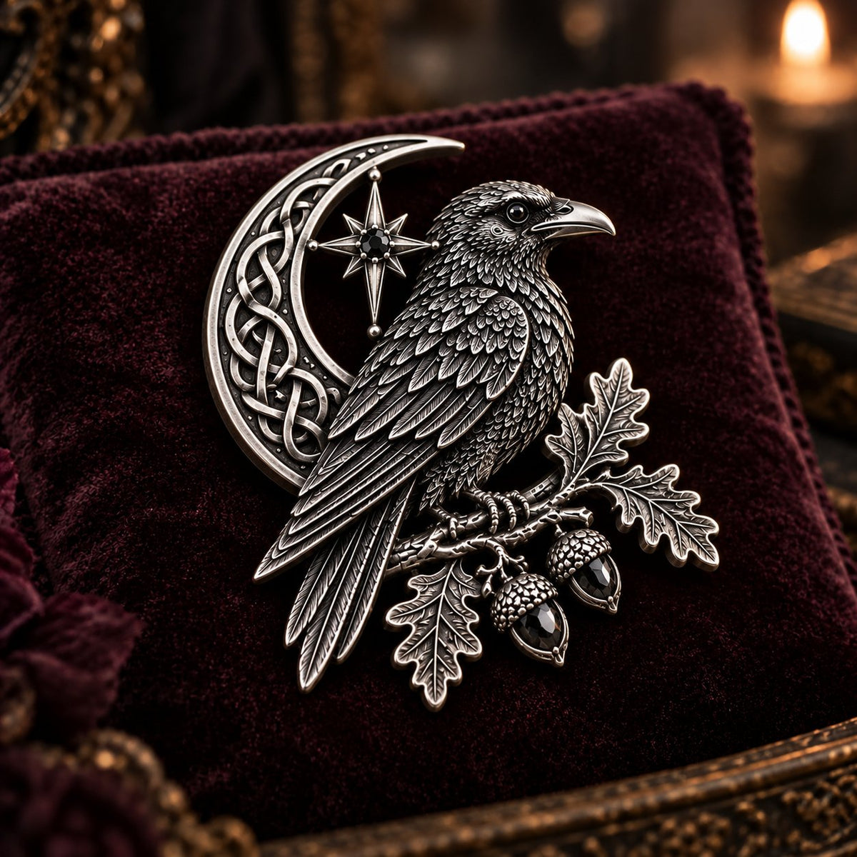 🔥Hot Sale🔥 - 🐦‍⬛ Gothic Celtic Raven Brooch – Dark Academia Statement Pin
