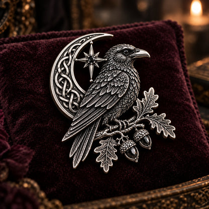 🔥Hot Sale🔥 - 🐦‍⬛ Gothic Celtic Raven Brooch – Dark Academia Statement Pin