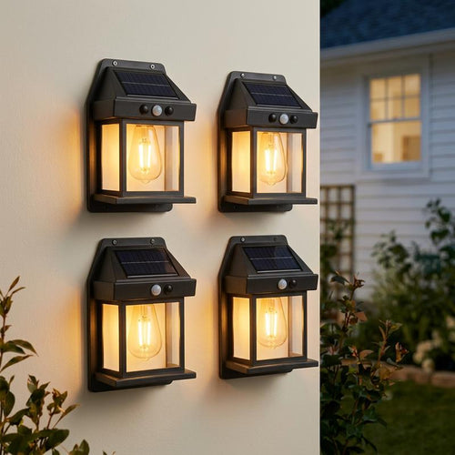 4 Pack Solar Outdoor Wall Lights with Motion Sensor