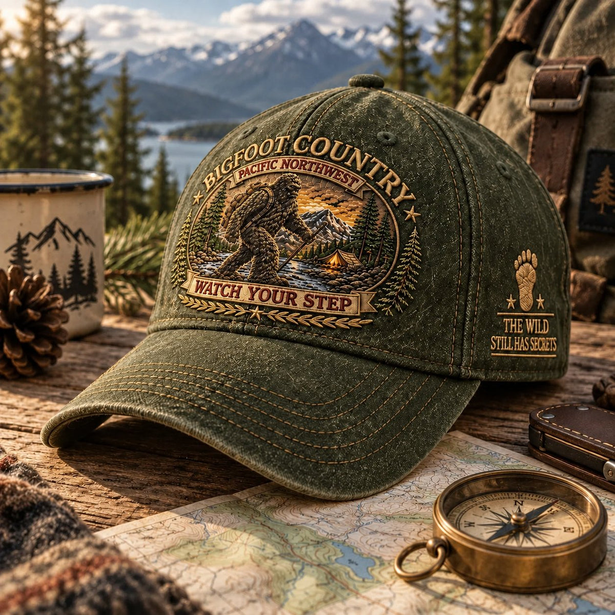 🔥Hot Sale🔥 -  2027 Bigfoot Country Heritage Cap – Pacific Northwest Vintage Washed Embroidered Hat