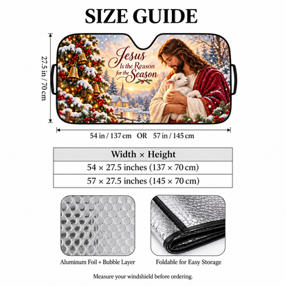 Jesus & Lamb Christmas Windshield Sunshade – Jesus Is the Reason for the Season