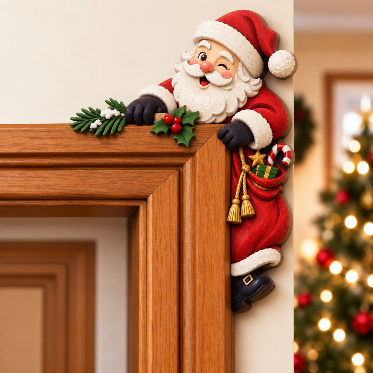 🎄 Christmas Peekaboo Door Frame Corner Decor