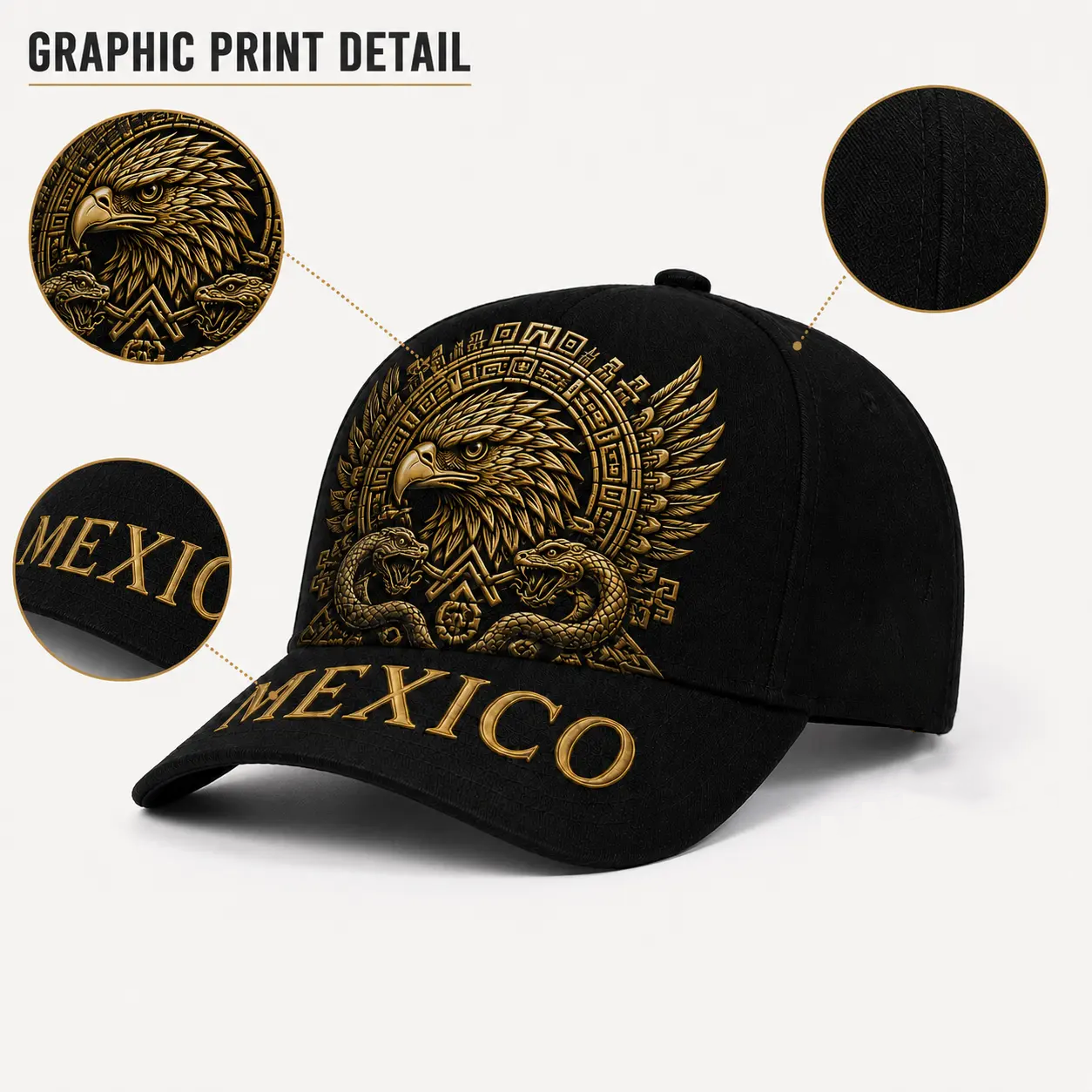 Mexico Baseball Cap – Eagle Graphic Adjustable Snapback Hat for Men & Women