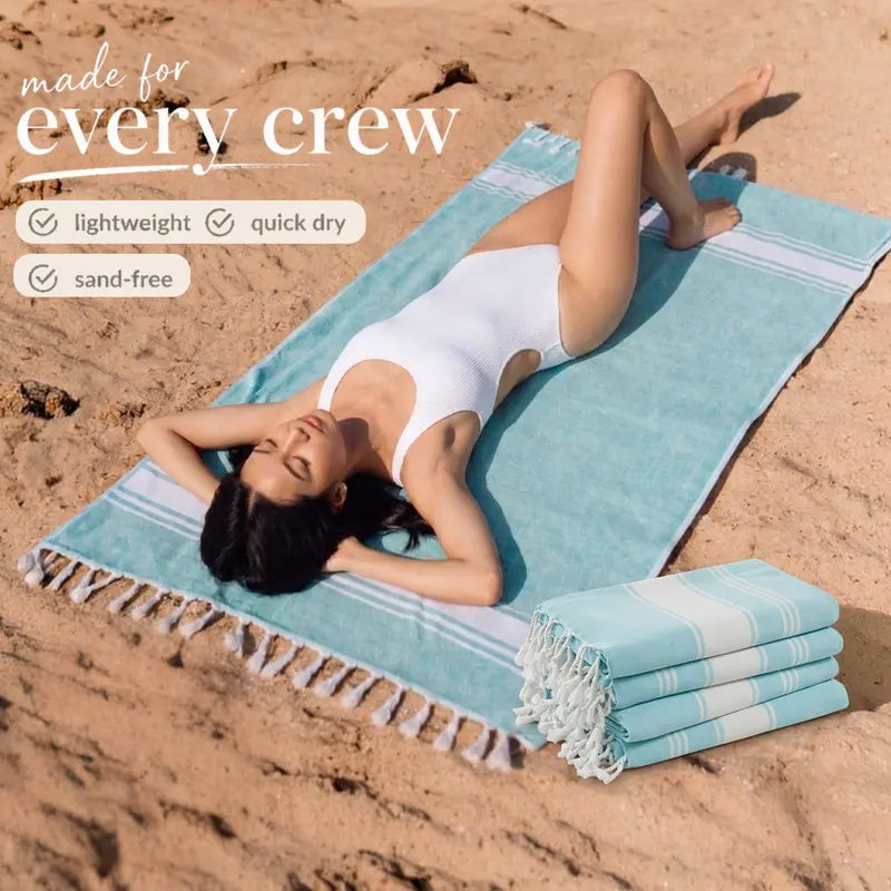 🌞🏖️Beach Towel – Lightweight Quick-Dry Sand-Free Hammam Towel for Beach, Pool & Travel
