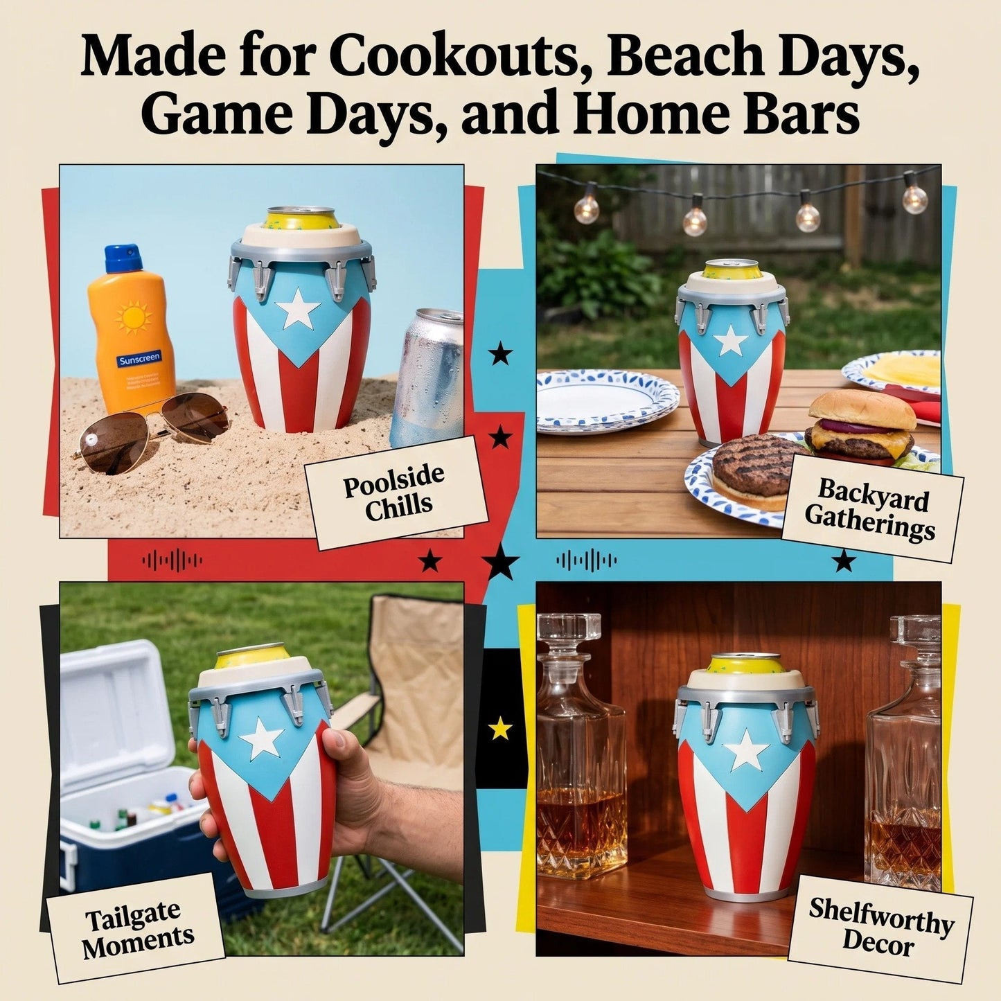 💥Conga-Style Can Holder – Celebrate Caribbean Pride, One Sip at a Time