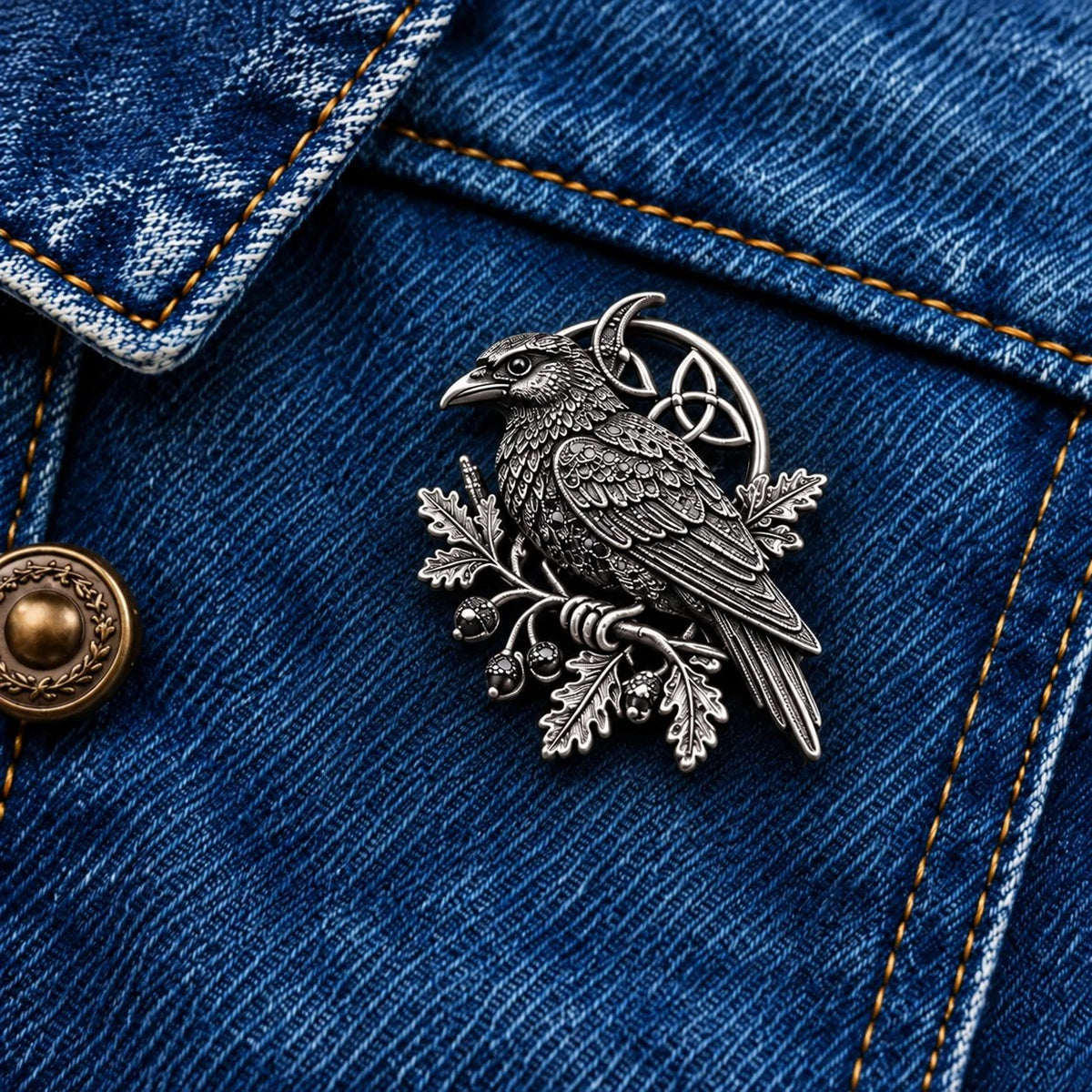 🔥Hot Sale🔥 - 🐦‍⬛ Gothic Celtic Raven Brooch – Dark Academia Statement Pin