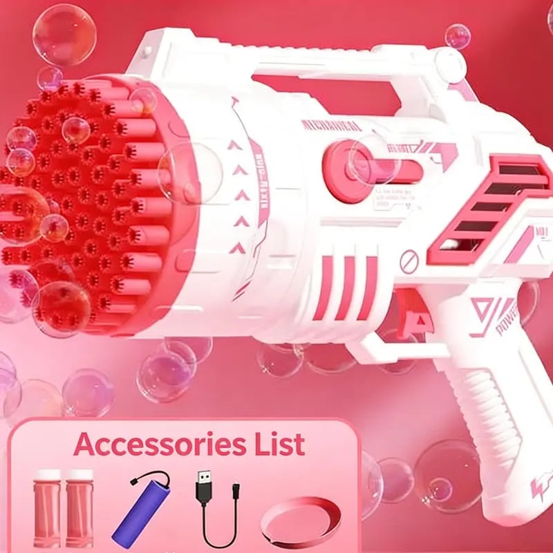 69-Hole Rocket Launcher Bubble Machine Gun – Thousands of Bubles with LED Lights