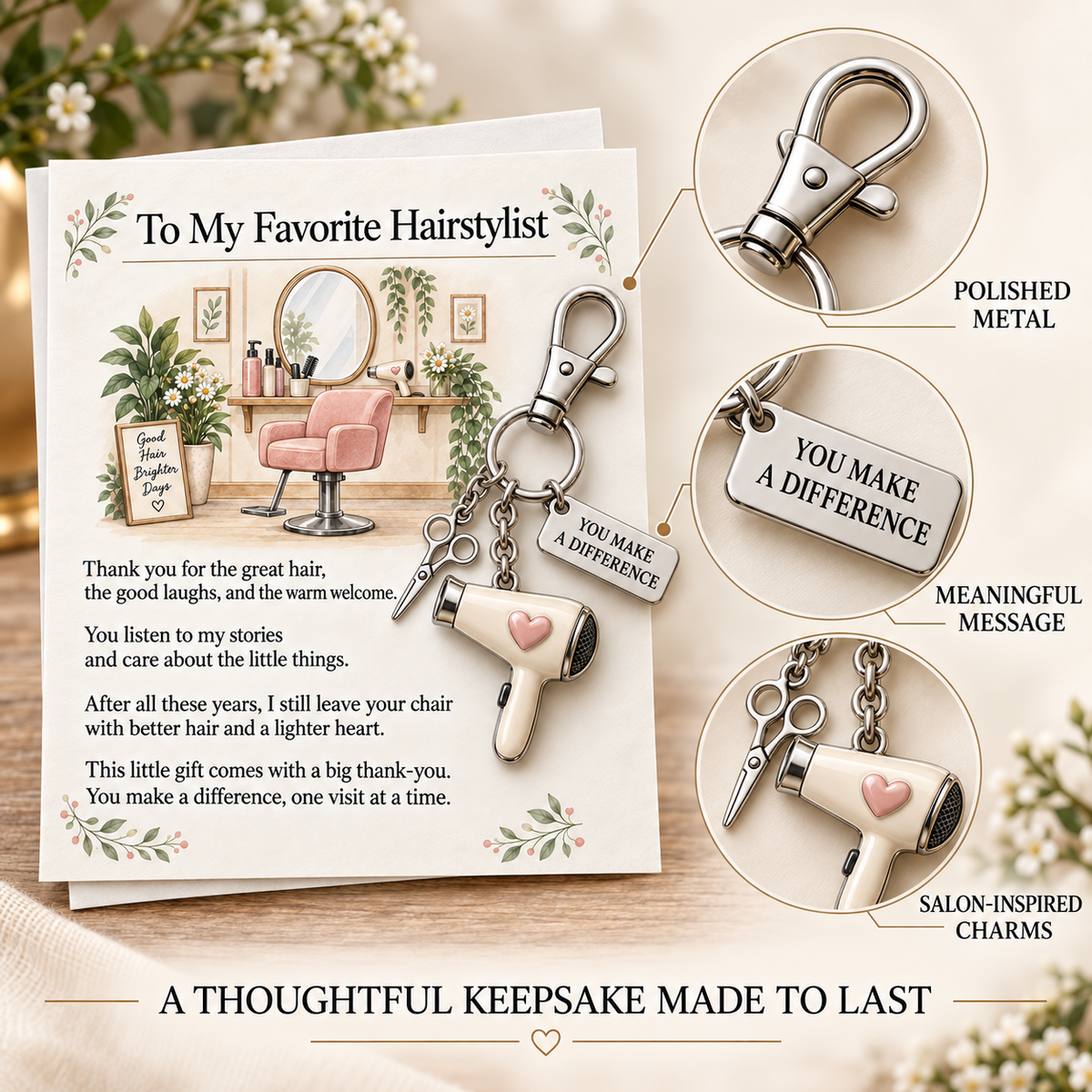 🔥Hot Sale🔥 - ✨ The "You Make a Difference" Appreciation Gift Set – Keychain & Greeting Card ✨