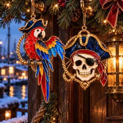 🔥Hot Sale🔥 - Pirate Adventures – Vintage Stained Glass-Style Christmas Ornaments, Set of 6