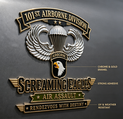 101st Airborne Division Screaming Eagles Metal Car Emblem