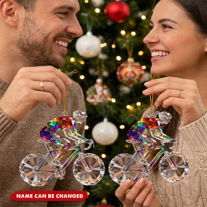 Personalized Bicycle Christmas Ornament - Custom Acrylic Keepsake Gift for Cycling Enthusiasts and Cyclists