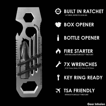 EverRatchet Clip Ratcheting Keychain Multi Tool