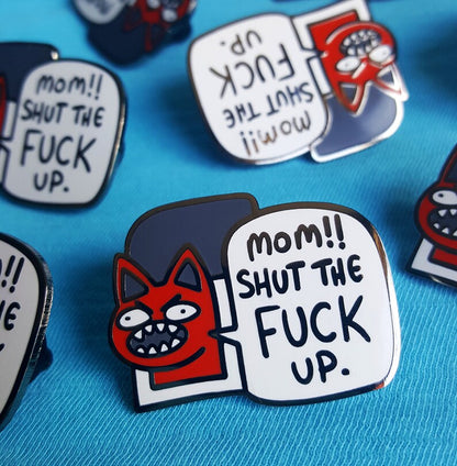 Funny Kitty Enamel Pin Foul-Mouthed Kitten