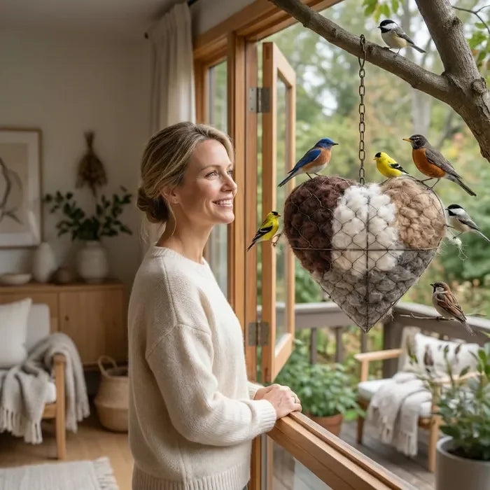 🔥LAST DAY 50% OFF - 🕊️🏡Handmade Natural Alpaca Fiber Bird Nesting Heart❤️Bird lovers gift