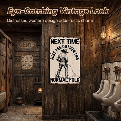 Hilarious Pissing Metal Sign