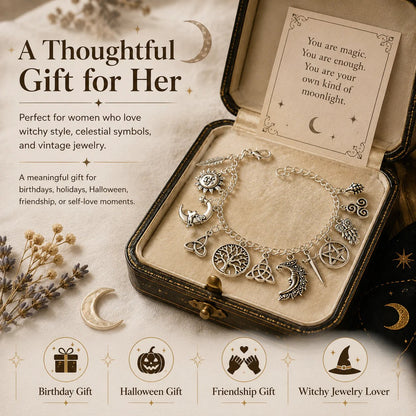 🔥Last Day 50% OFF - 🧙🖤Vintage Witchy Charm Bracelet