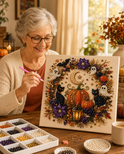 👻✨ Halloween Ghost Pearl Art DIY Kit – Create a Sparkling Spooky-Cute Masterpiece for Your Home