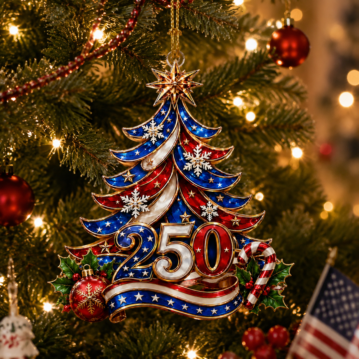 USA 250th Anniversary Christmas Ornament