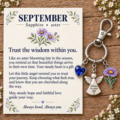 🌸🔑 Birth Month Flower & Birthstone Keychain – A Meaningful Gift for Every Month