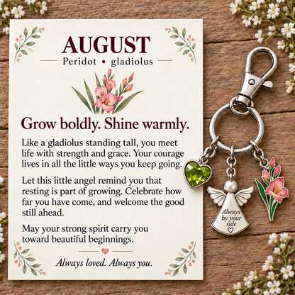 🌸🔑 Birth Month Flower & Birthstone Keychain – A Meaningful Gift for Every Month