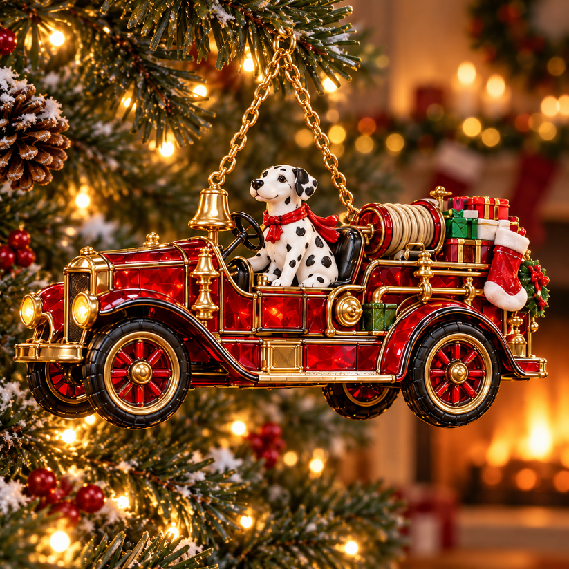 🚒 2026 Vintage Fire Truck Christmas Ornaments