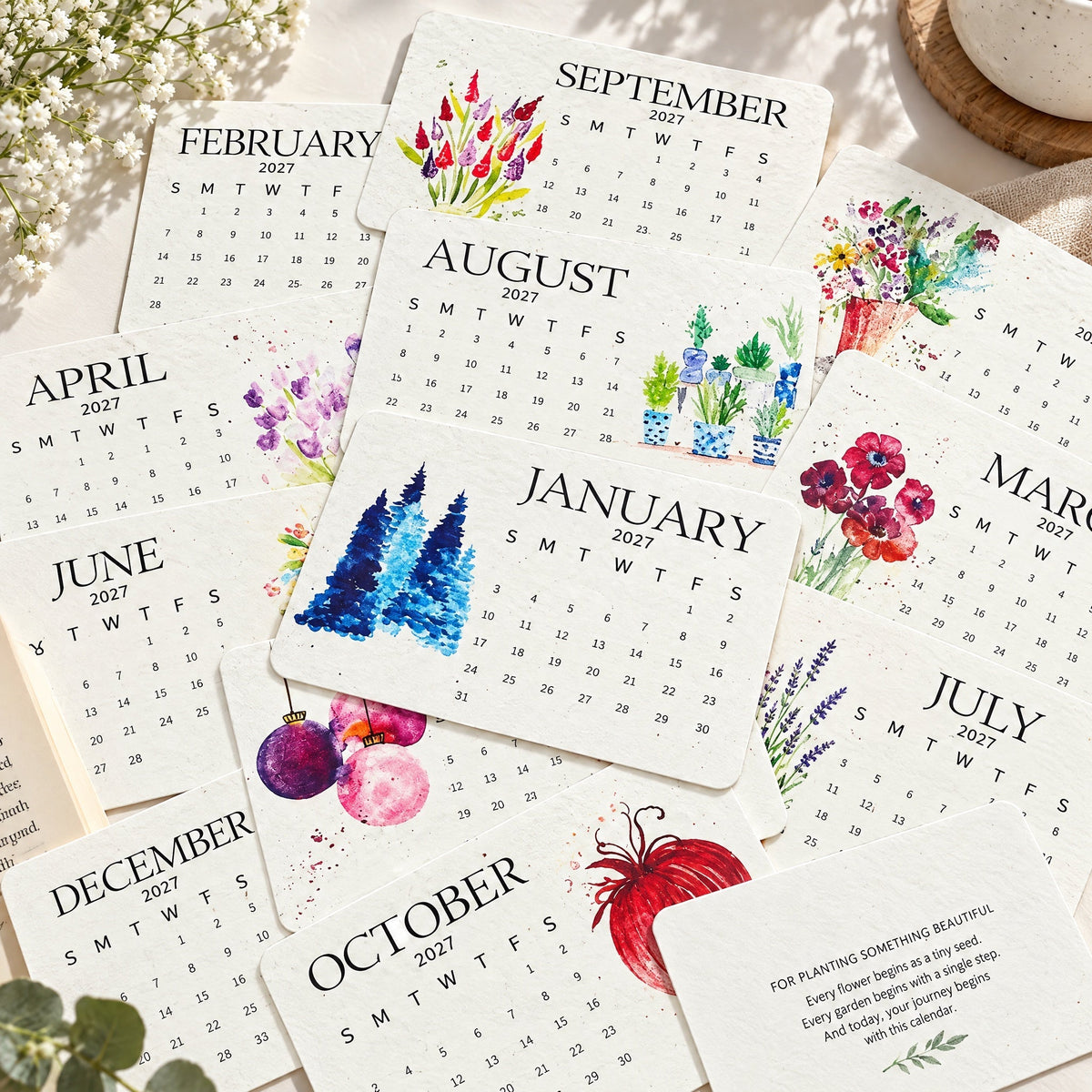 🌱 2027 Seed Paper Calendar – Grow a Garden Month by Month, A Gift of Hope &amp; Sustainability