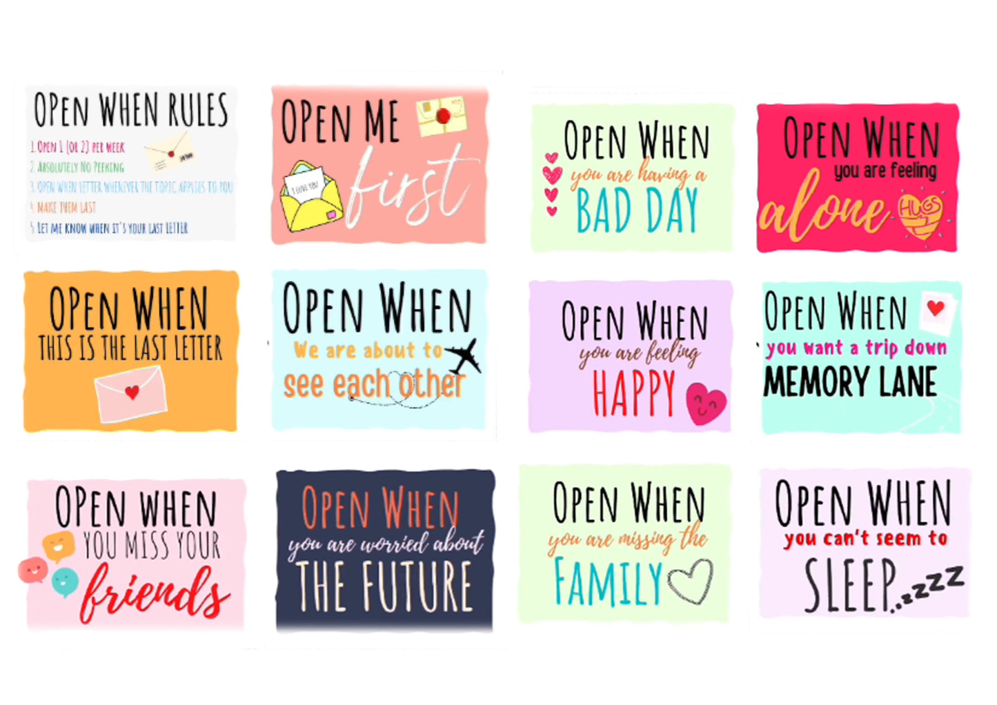 💌Open When Envelopes
