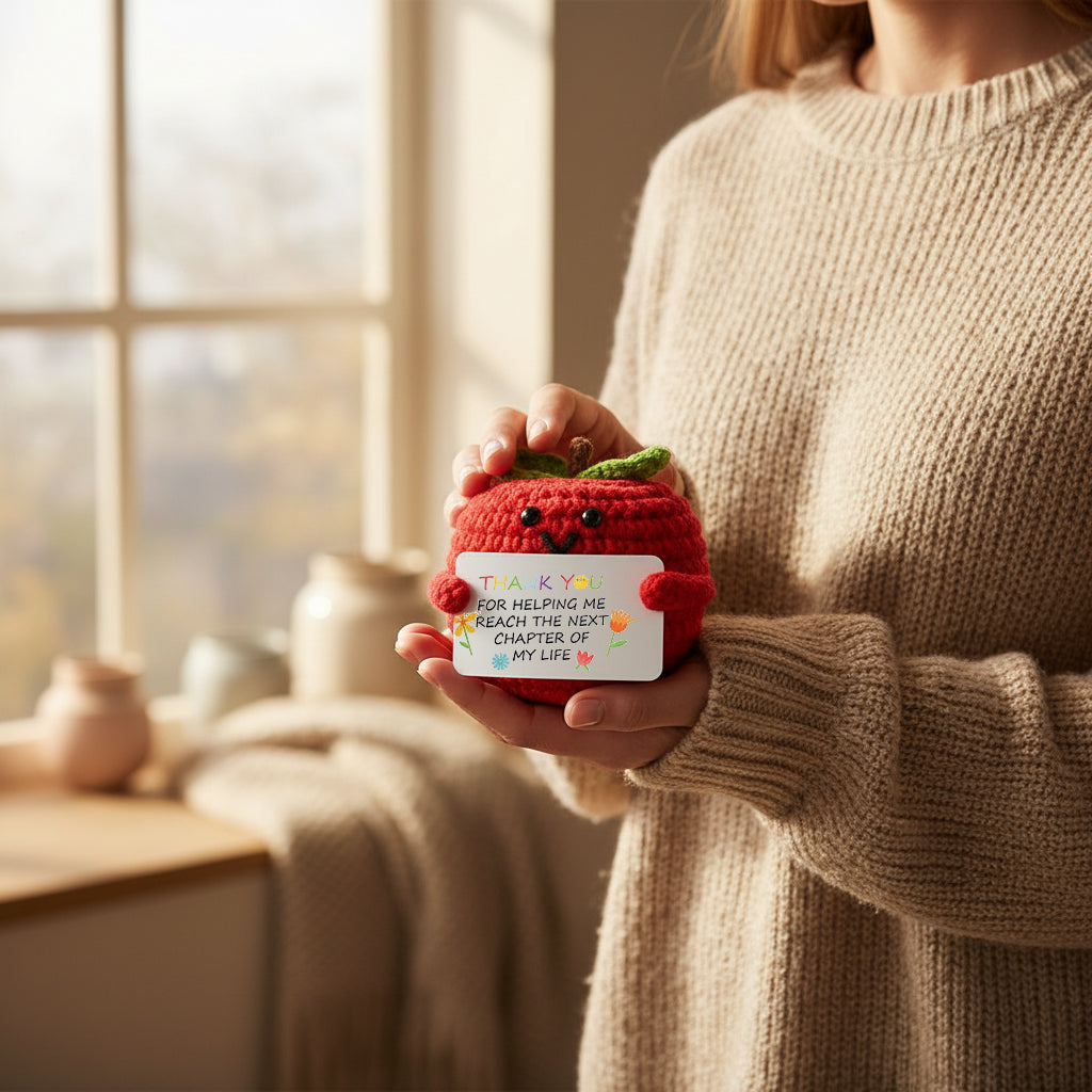 3pcs Crochet Figures Teacher Appreciation Gifts with Inspirational Quotes