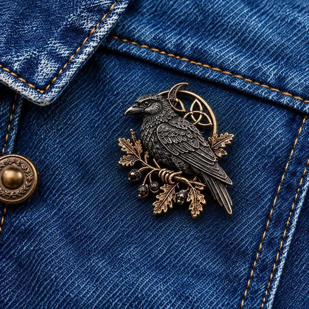 🔥Hot Sale🔥 - 🐦‍⬛ Gothic Celtic Raven Brooch – Dark Academia Statement Pin