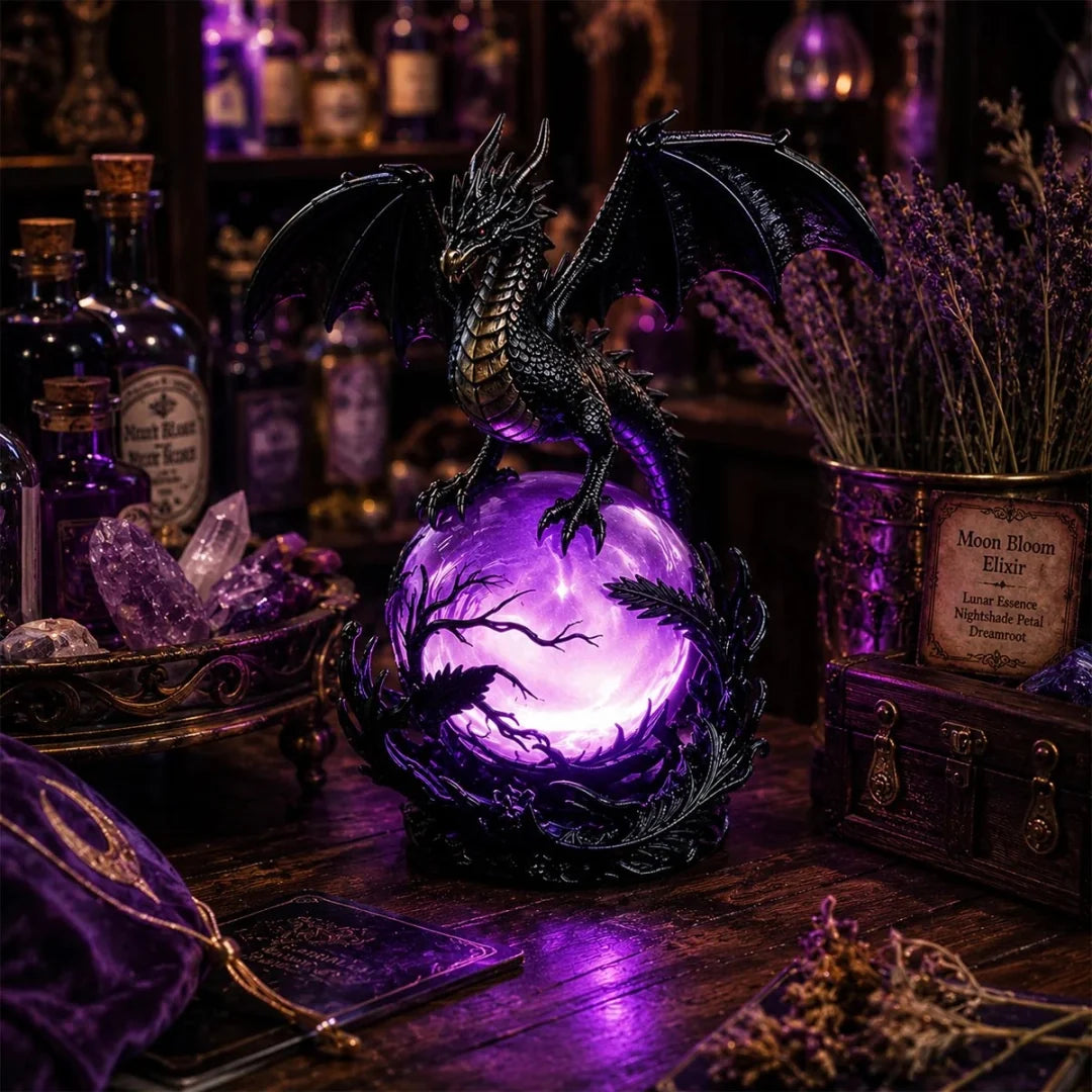 🔮🐉Gothic Dragon LED Crystal Ball Lamp for Dark Aesthetic Decor