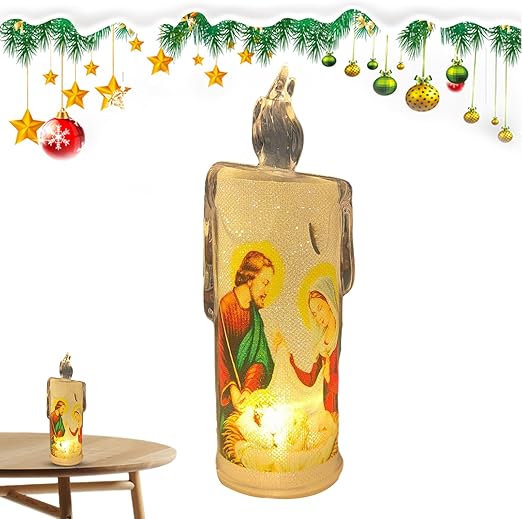 🕯️🕯️LED Prayer Flameless Candles, Jesus Saints Religious Decoration, Christmas Easter gift
