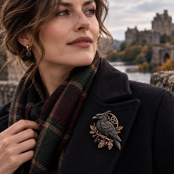 🔥Hot Sale🔥 - 🐦‍⬛ Gothic Celtic Raven Brooch – Dark Academia Statement Pin