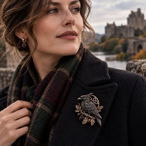 🔥Hot Sale🔥 - 🐦‍⬛ Gothic Celtic Raven Brooch – Dark Academia Statement Pin