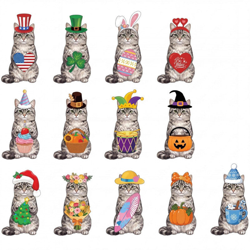 🐾 Interchangeable Seasonal Animal Wooden Decor Set