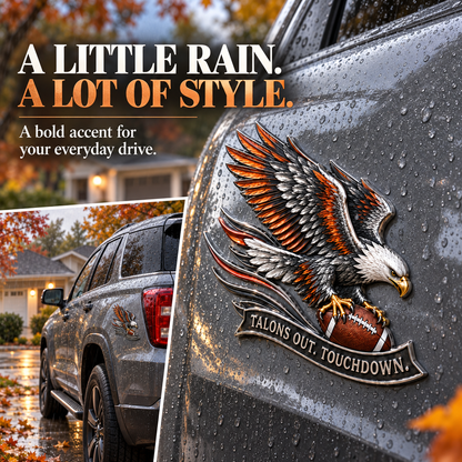 🔥Hot Sale🔥 - 🦅 "Talons Out. Touchdown!" Premium Metal Eagle Car Emblem 5.9“*5.9” | The Ultimate Football Fan Decal