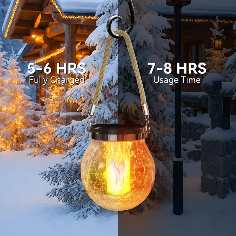 🌞 2 Pack Solar Crackle Glass Lantern Lights – Magical Glow for Your Garden ✨