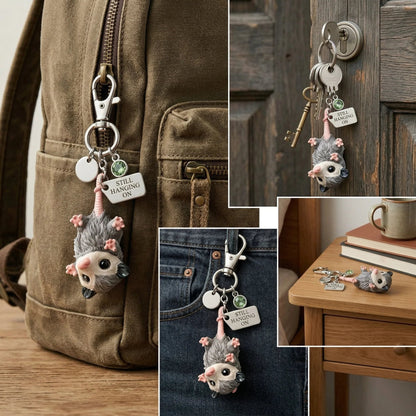 🐁A Little Opossum for You - "Still Hanging On" Keychain & Sentiment Card Set