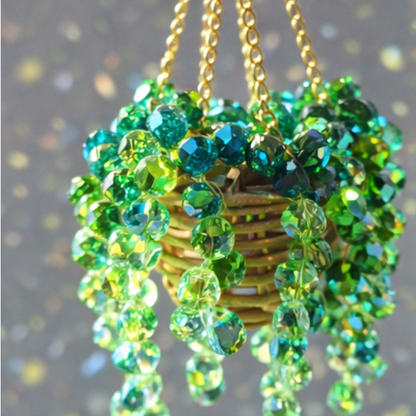 Handmade Beaded Terracotta Suncatcher –– "String of Pearls" Car Charm