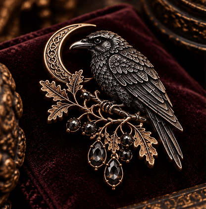 🔥Hot Sale🔥 - 🐦‍⬛ Gothic Celtic Raven Brooch – Dark Academia Statement Pin