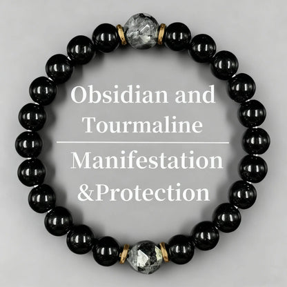 Obsidian & Black Tourmaline Bracelet--Jewelry for Men & Women