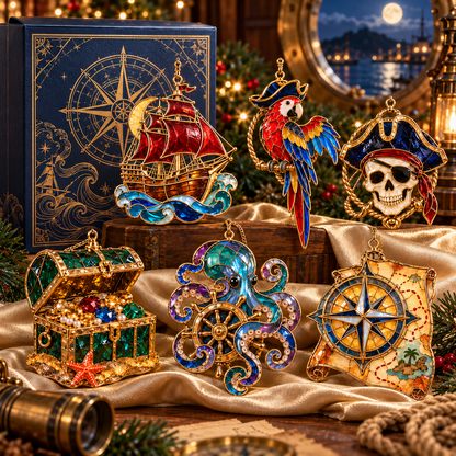 🔥Hot Sale🔥 - Pirate Adventures – Vintage Stained Glass-Style Christmas Ornaments, Set of 6