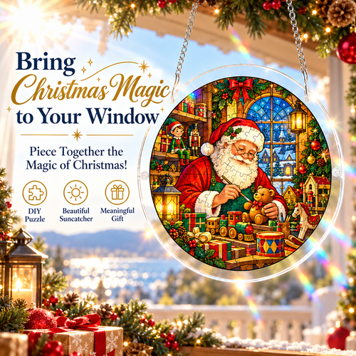 ⏳ Last Day 50% OFF —🎄 Christmas Stained Glass Puzzle Suncatcher