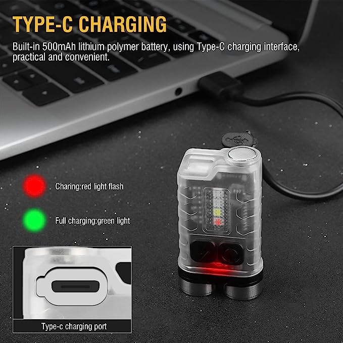 🔦💡Small Powerful EDC Flashlight with Red UV Blue Light -Super Bright 900LM