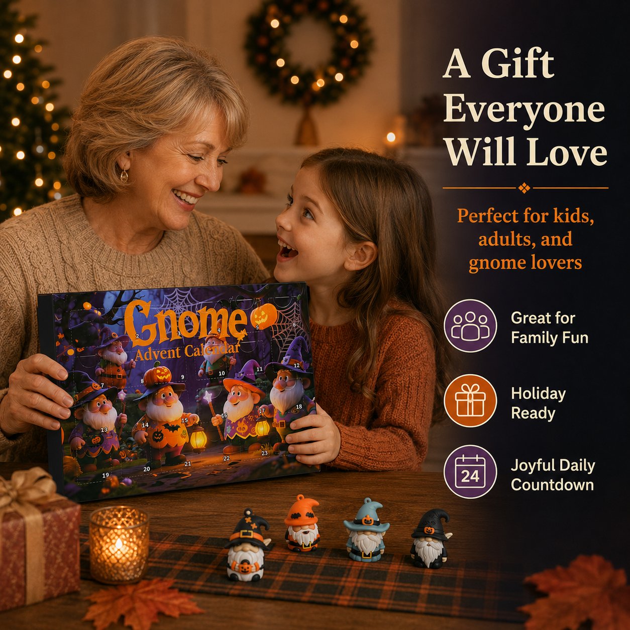 🎃 Last Day 50% OFF - 24 Days of Halloween Gnome Surprise Figures Advent Calendar Box