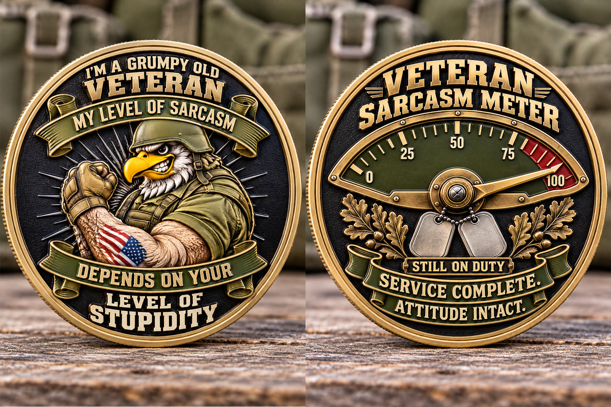 Service Complete, Attitude Intact — Grumpy Veteran Commemorative Medallion