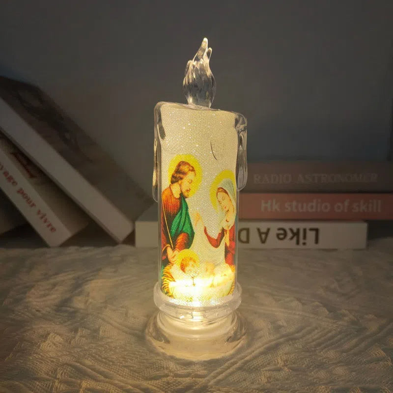 🕯️🕯️LED Prayer Flameless Candles, Jesus Saints Religious Decoration, Christmas Easter gift