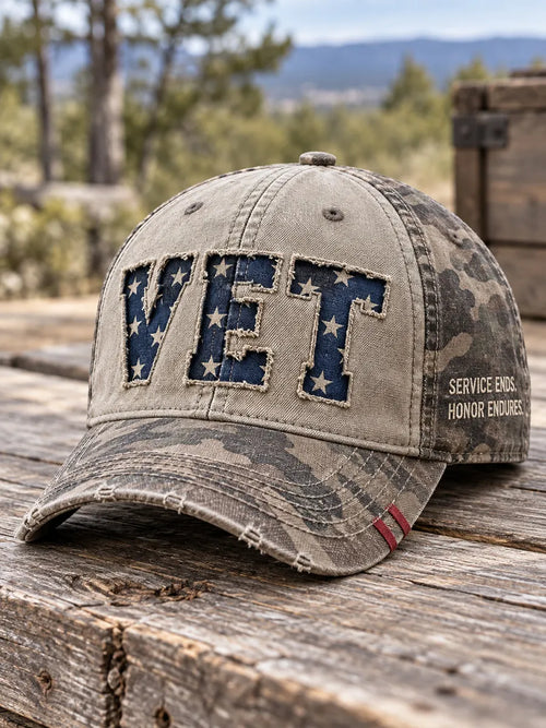 ⭐ Distressed “VET” American Flag Baseball Cap