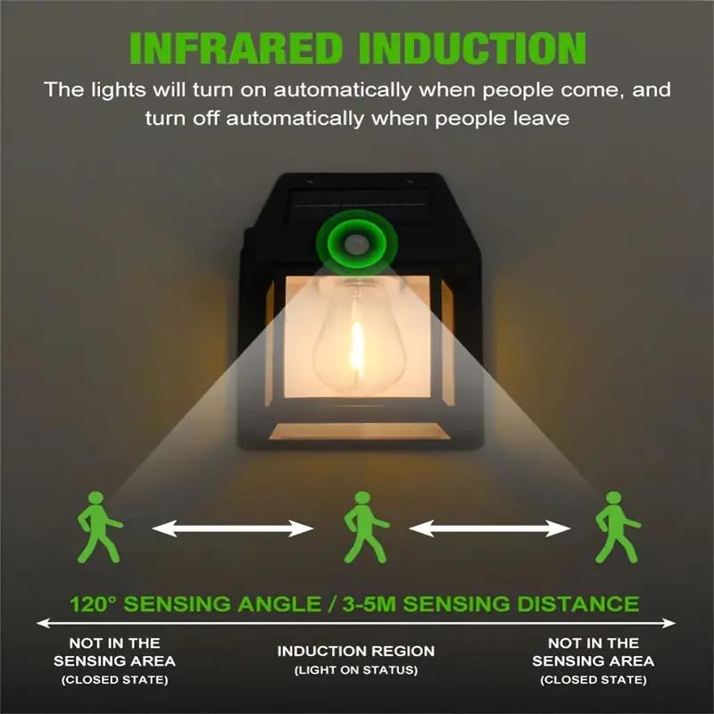 4 Pack Solar Outdoor Wall Lights with Motion Sensor